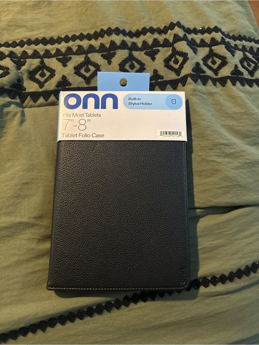 Onn Black 7"–8" Tablet Folio Case with Built-in Stylus Holder